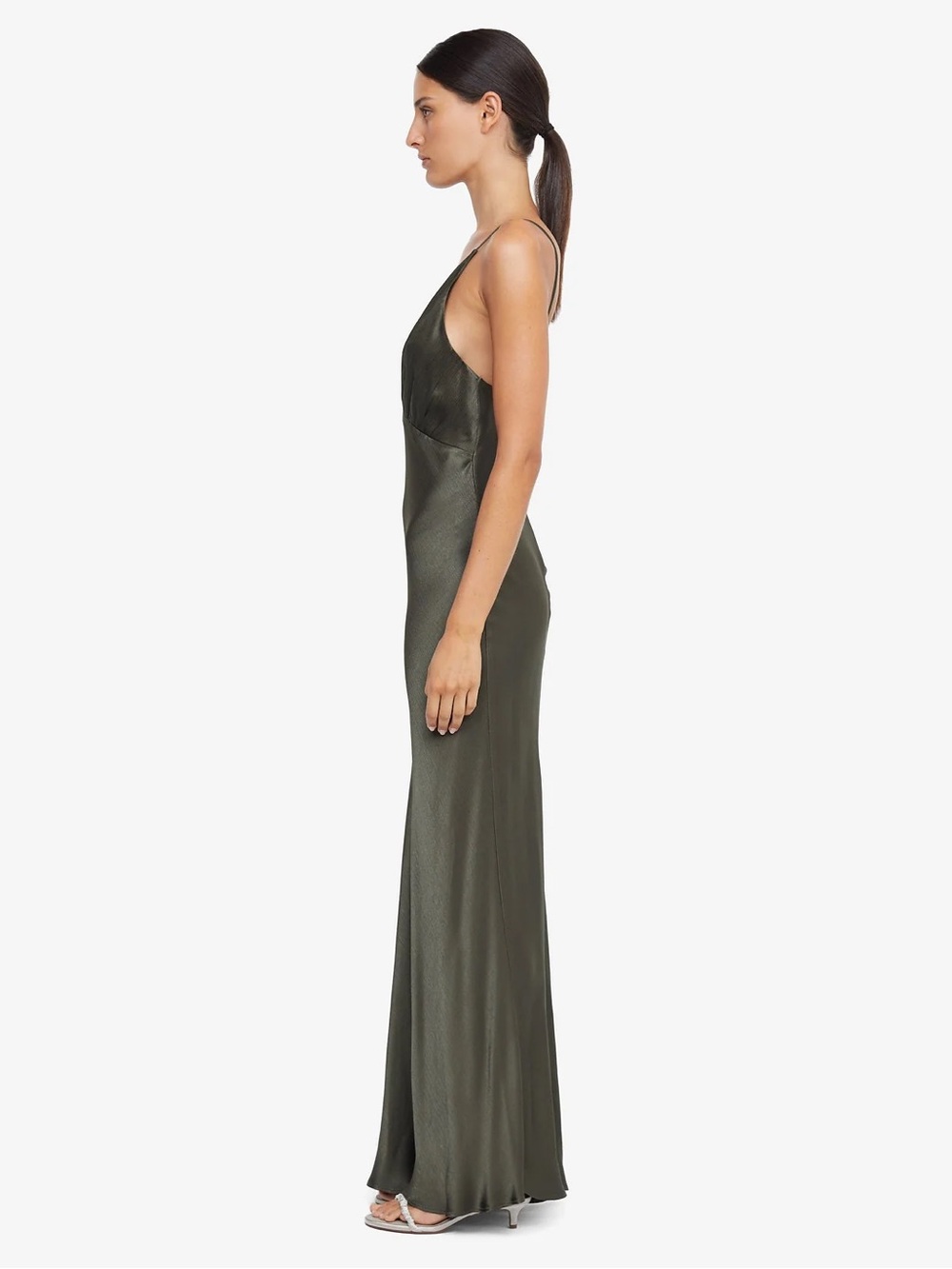Bec + Bridge Moon Dance V Maxi Dress in Dark Willow Olive Green Size 4 - Picture 4 of 7